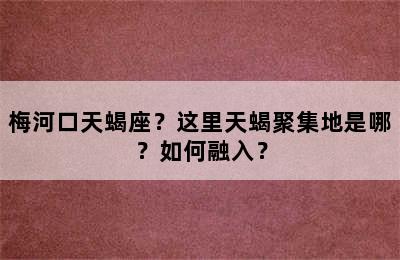 梅河口天蝎座？这里天蝎聚集地是哪？如何融入？