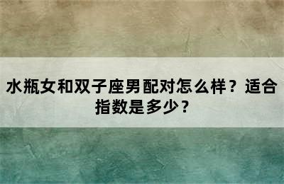 水瓶女和双子座男配对怎么样？适合指数是多少？