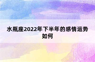 水瓶座2022年下半年的感情运势如何