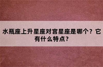 水瓶座上升星座对宫星座是哪个？它有什么特点？