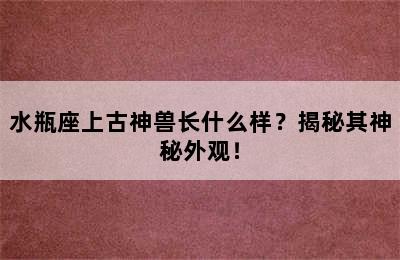 水瓶座上古神兽长什么样？揭秘其神秘外观！