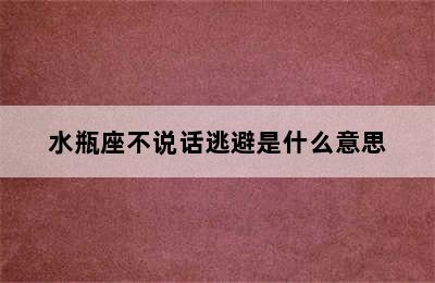 水瓶座不说话逃避是什么意思