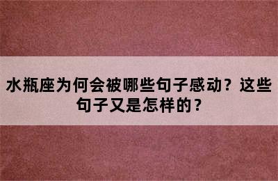 水瓶座为何会被哪些句子感动？这些句子又是怎样的？