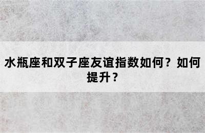 水瓶座和双子座友谊指数如何？如何提升？