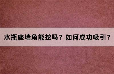 水瓶座墙角能挖吗？如何成功吸引？