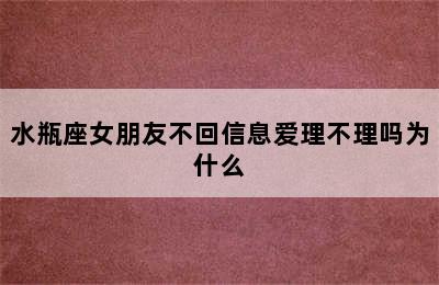 水瓶座女朋友不回信息爱理不理吗为什么