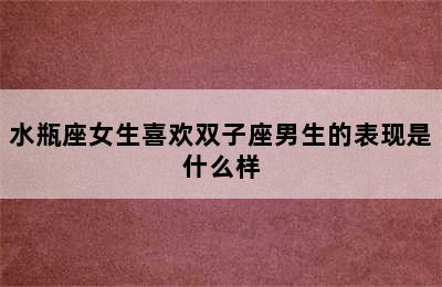 水瓶座女生喜欢双子座男生的表现是什么样