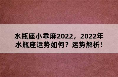 水瓶座小乖麻2022，2022年水瓶座运势如何？运势解析！