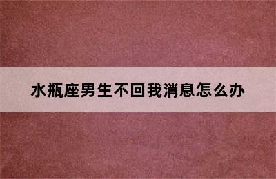 水瓶座男生不回我消息怎么办