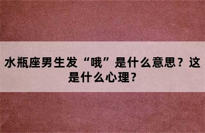 水瓶座男生发“哦”是什么意思？这是什么心理？