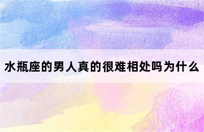 水瓶座的男人真的很难相处吗为什么