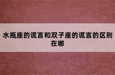 水瓶座的谎言和双子座的谎言的区别在哪