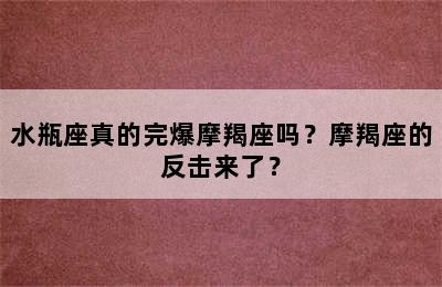 水瓶座真的完爆摩羯座吗？摩羯座的反击来了？