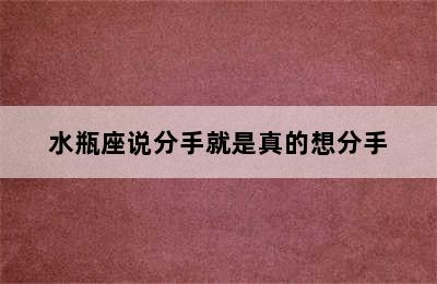 水瓶座说分手就是真的想分手