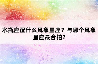 水瓶座配什么风象星座？与哪个风象星座最合拍？