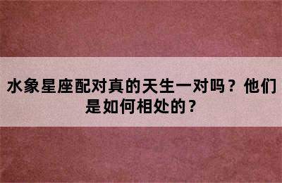 水象星座配对真的天生一对吗？他们是如何相处的？