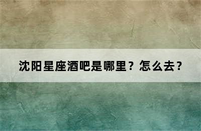 沈阳星座酒吧是哪里？怎么去？