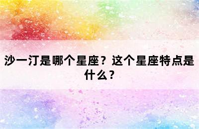 沙一汀是哪个星座？这个星座特点是什么？