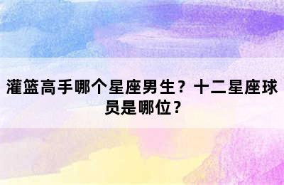 灌篮高手哪个星座男生？十二星座球员是哪位？