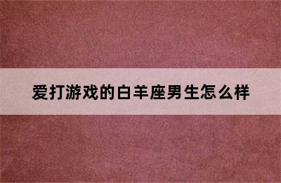 爱打游戏的白羊座男生怎么样