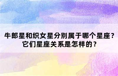 牛郎星和织女星分别属于哪个星座？它们星座关系是怎样的？