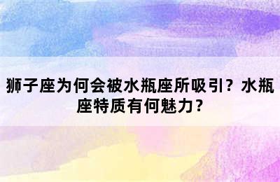 狮子座为何会被水瓶座所吸引？水瓶座特质有何魅力？