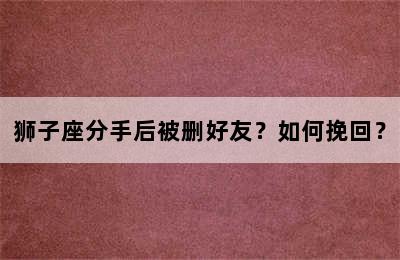 狮子座分手后被删好友？如何挽回？
