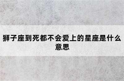 狮子座到死都不会爱上的星座是什么意思