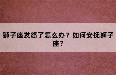 狮子座发怒了怎么办？如何安抚狮子座？