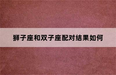 狮子座和双子座配对结果如何