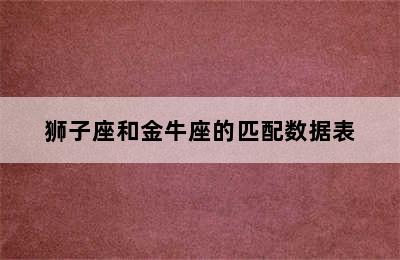 狮子座和金牛座的匹配数据表