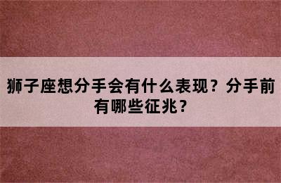 狮子座想分手会有什么表现？分手前有哪些征兆？