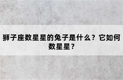 狮子座数星星的兔子是什么？它如何数星星？