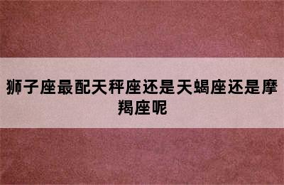 狮子座最配天秤座还是天蝎座还是摩羯座呢