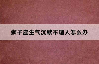 狮子座生气沉默不理人怎么办