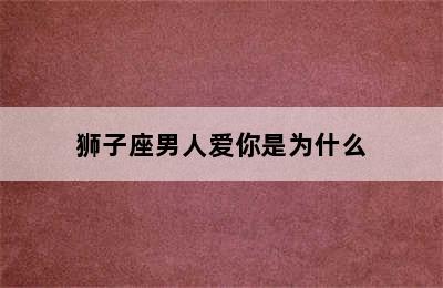 狮子座男人爱你是为什么