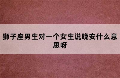 狮子座男生对一个女生说晚安什么意思呀