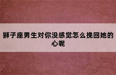 狮子座男生对你没感觉怎么挽回她的心呢