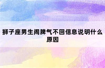 狮子座男生闹脾气不回信息说明什么原因