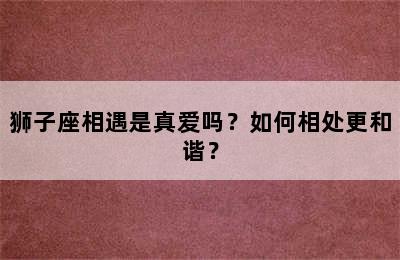 狮子座相遇是真爱吗？如何相处更和谐？