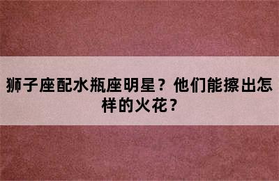 狮子座配水瓶座明星？他们能擦出怎样的火花？