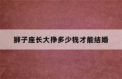 狮子座长大挣多少钱才能结婚