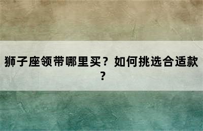狮子座领带哪里买？如何挑选合适款？