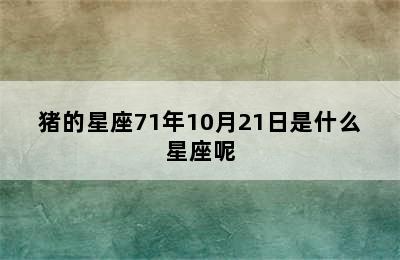 猪的星座71年10月21日是什么星座呢