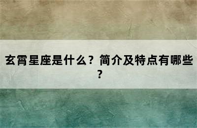 玄霄星座是什么？简介及特点有哪些？