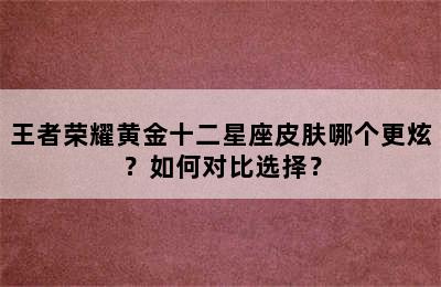王者荣耀黄金十二星座皮肤哪个更炫？如何对比选择？