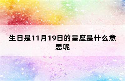 生日是11月19日的星座是什么意思呢