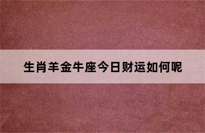 生肖羊金牛座今日财运如何呢