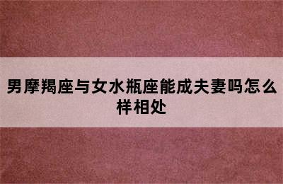 男摩羯座与女水瓶座能成夫妻吗怎么样相处