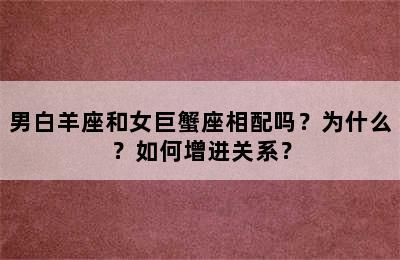 男白羊座和女巨蟹座相配吗？为什么？如何增进关系？